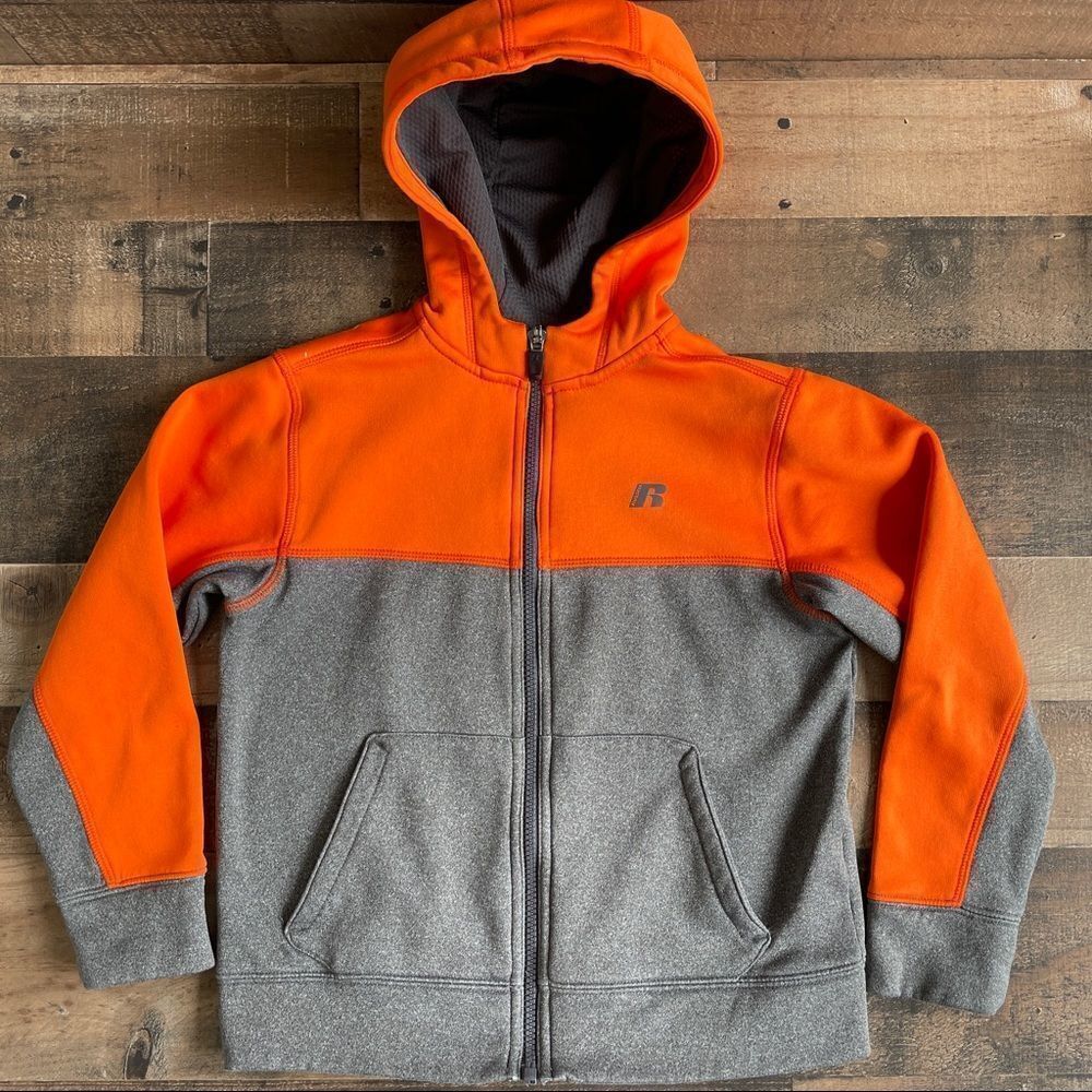 Russell Athletic Boys Full Zip Color Block Hoodie Sweatshirt Size Small 6/7